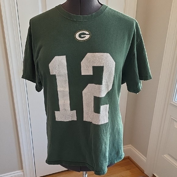 Majestic Other - Aaron Rodgers Green and White Jersey TShirt